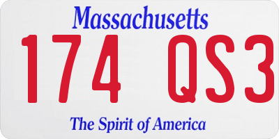 MA license plate 174QS3