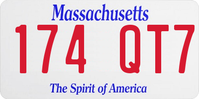 MA license plate 174QT7