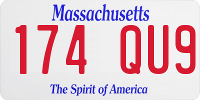 MA license plate 174QU9