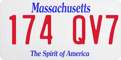 MA license plate 174QV7
