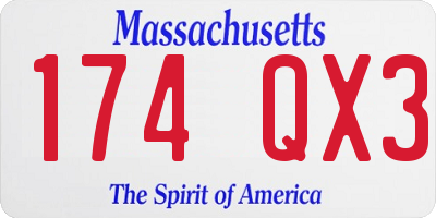 MA license plate 174QX3