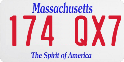 MA license plate 174QX7