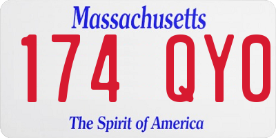 MA license plate 174QY0