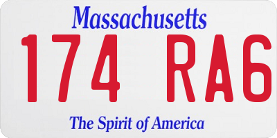 MA license plate 174RA6