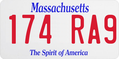 MA license plate 174RA9