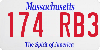 MA license plate 174RB3