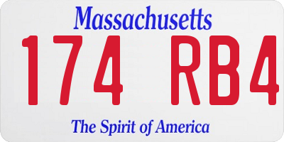 MA license plate 174RB4