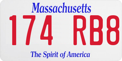 MA license plate 174RB8