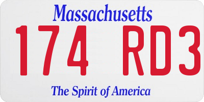 MA license plate 174RD3