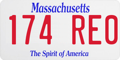 MA license plate 174RE0