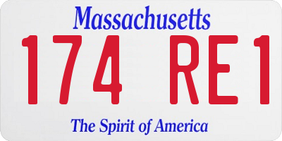 MA license plate 174RE1