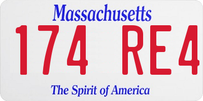 MA license plate 174RE4