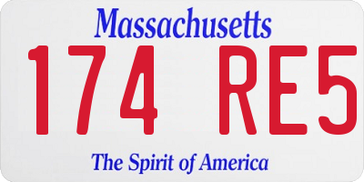 MA license plate 174RE5