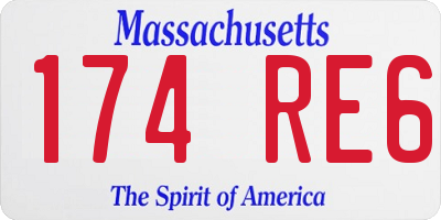 MA license plate 174RE6