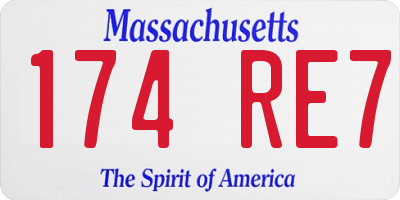 MA license plate 174RE7