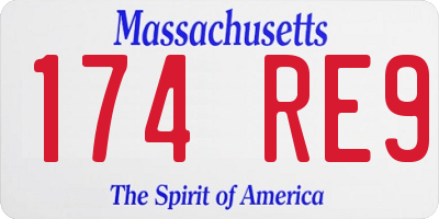 MA license plate 174RE9