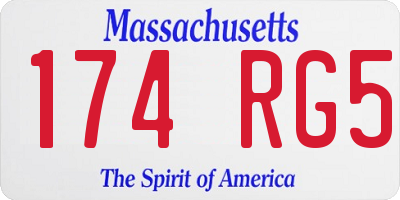 MA license plate 174RG5