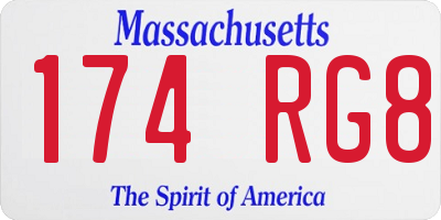 MA license plate 174RG8