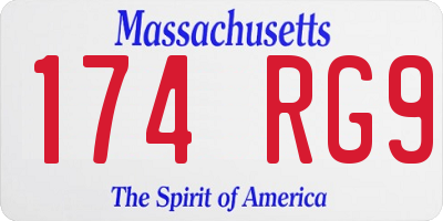 MA license plate 174RG9