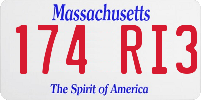 MA license plate 174RI3