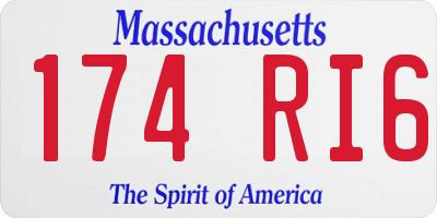 MA license plate 174RI6