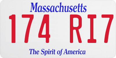 MA license plate 174RI7