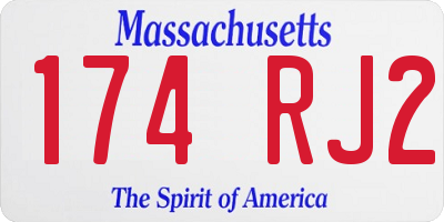 MA license plate 174RJ2
