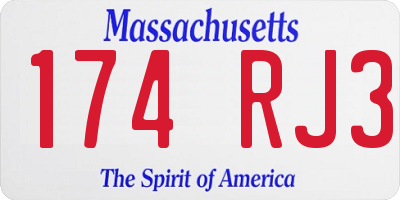 MA license plate 174RJ3