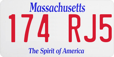 MA license plate 174RJ5
