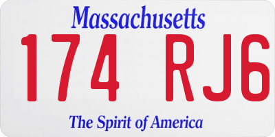 MA license plate 174RJ6