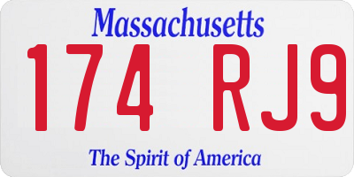 MA license plate 174RJ9