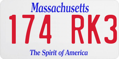 MA license plate 174RK3