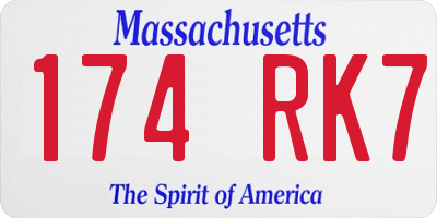 MA license plate 174RK7