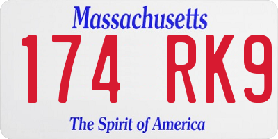 MA license plate 174RK9