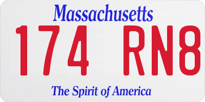 MA license plate 174RN8