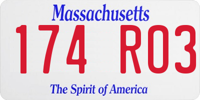 MA license plate 174RO3