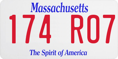 MA license plate 174RO7