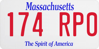 MA license plate 174RP0