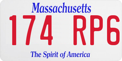 MA license plate 174RP6
