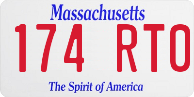 MA license plate 174RT0
