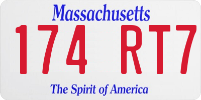 MA license plate 174RT7