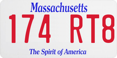 MA license plate 174RT8