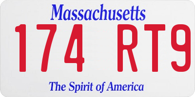 MA license plate 174RT9