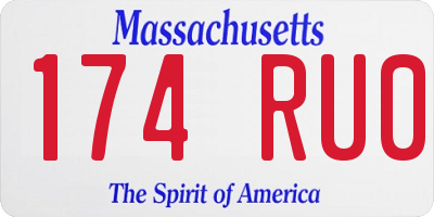 MA license plate 174RU0