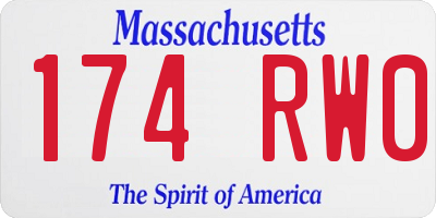MA license plate 174RW0
