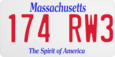 MA license plate 174RW3