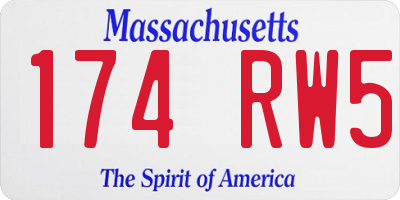 MA license plate 174RW5