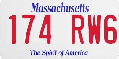 MA license plate 174RW6