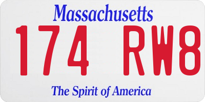 MA license plate 174RW8