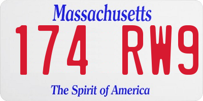 MA license plate 174RW9